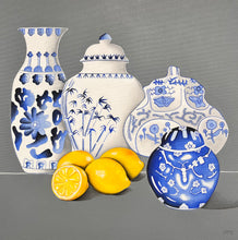 Load image into Gallery viewer, Porcelain blue with Lemons ©Jenny McCarthy