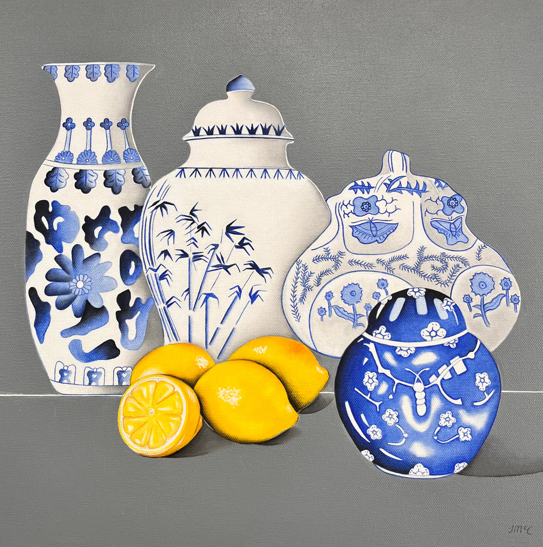 Porcelain blue with Lemons