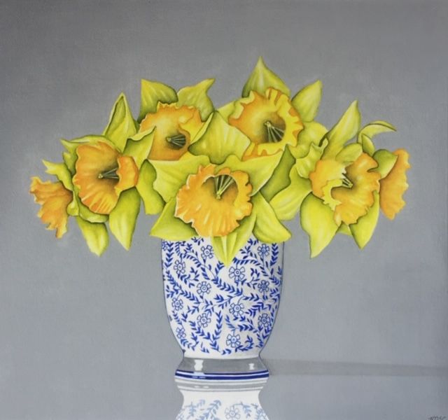 Daffodils in Blue Vase