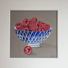 Load image into Gallery viewer, Blue bowl of Raspberries
